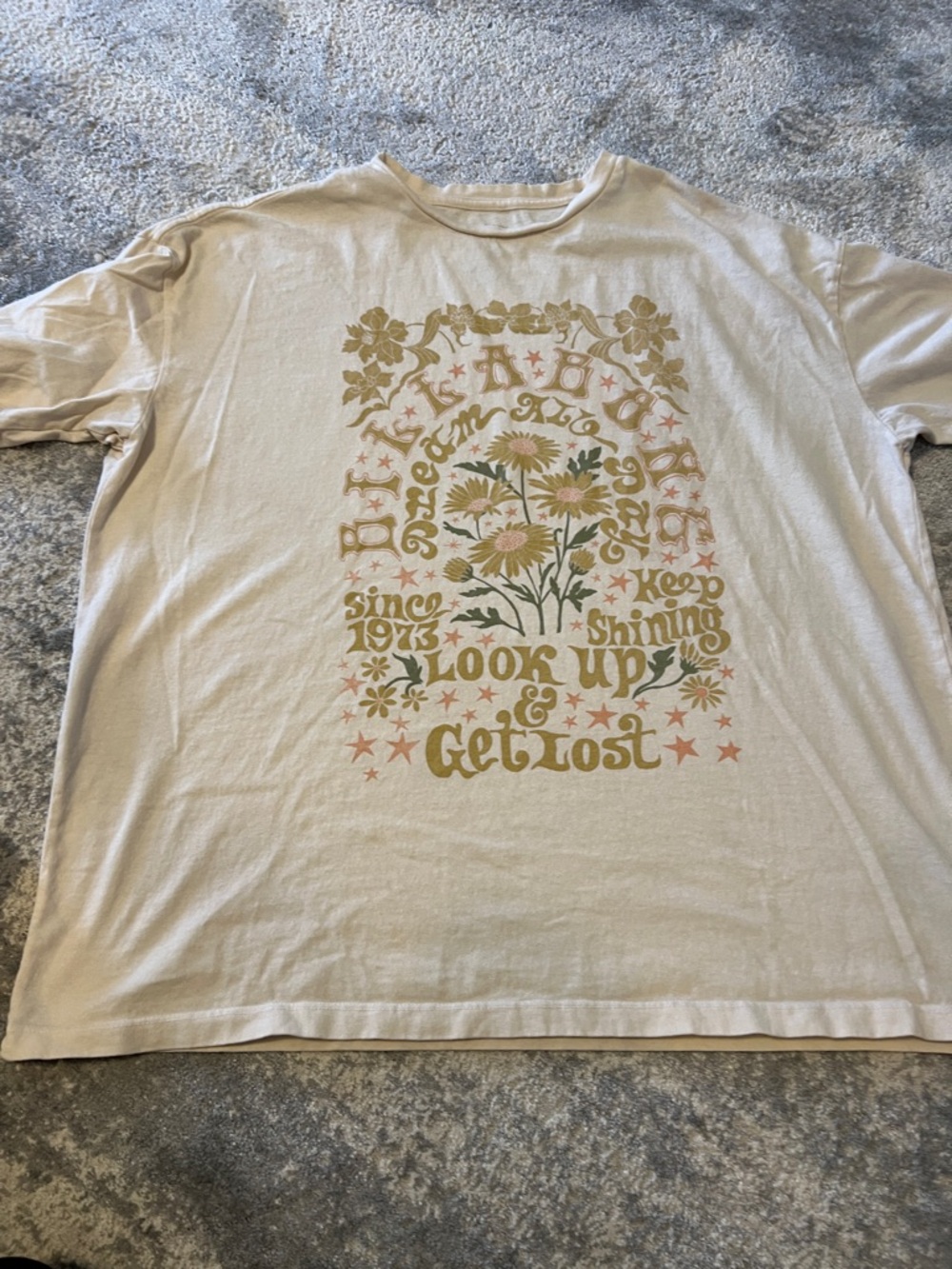 Billabong Cream Short Sleeve Tee with Floral Graphic